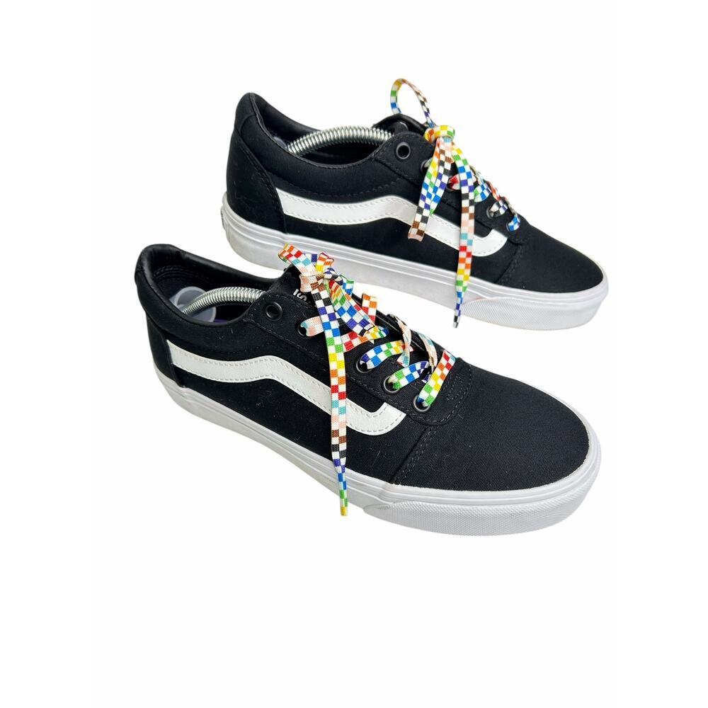 Vans Rainbow Pride Black Canvas Low Top Lace Up Ward Skate Sneaker Womens 7.5